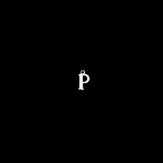 Silvery metal letter P pendants - size 6 x 11 mm - 5 pieces