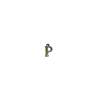 Dark grey metal letter P pendants - size 6 x 11 mm - 5 pieces