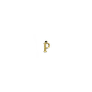 Brass metal letter P pendants - size 6 x 11 mm - 5 pieces