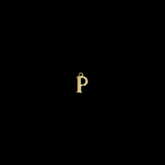 Golden metal letter P pendants - size 6 x 11 mm - 5 pieces