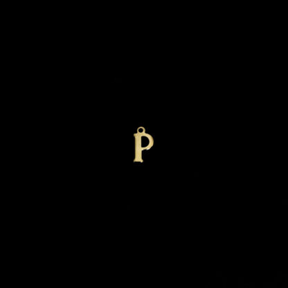 Golden metal letter P pendants - size 6 x 11 mm - 5 pieces