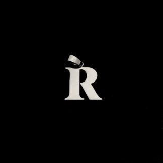 Silvery metal letter R pendant - size 22 x 32 mm