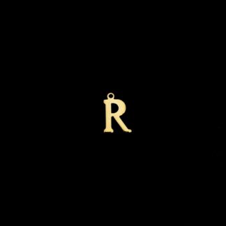 Golden metal letter R pendants - size 10 x 15 mm - 5 pieces