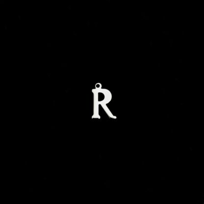 Silvery metal letter R pendants - size 10 x 16 mm - 5 pieces