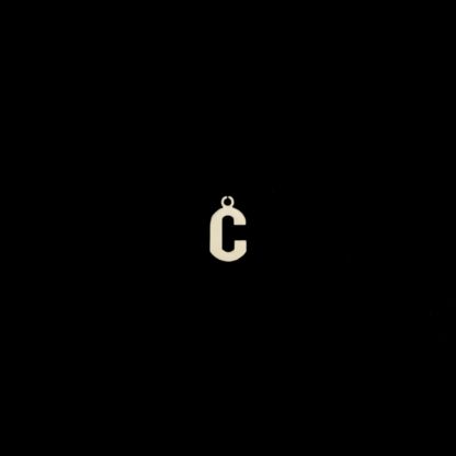 Silvery metal letter C pendant - size 7 x 13 mm