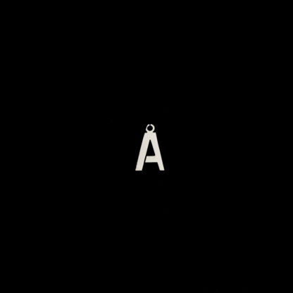 Silvery metal letter A pendant - size 8 x 13 mm