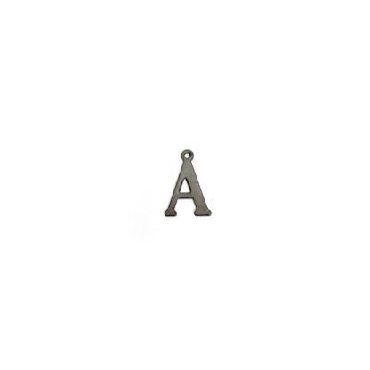 Dark grey metal letter A pendants - size 10 x 15 mm - 5 pieces