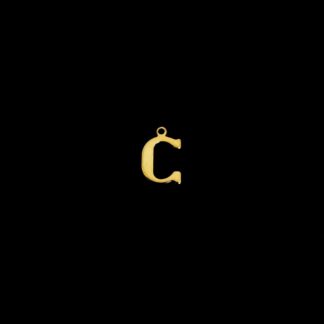 Golden metal letter C pendants - size 10 x 15 mm - 5 pieces
