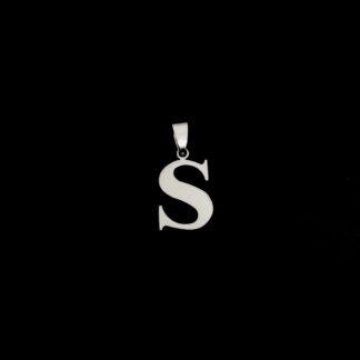 Silvery metal letter S pendant - size 16 x 32 mm