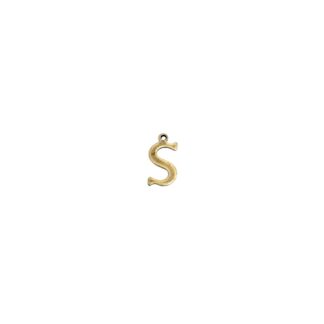 Brass metal letter S pendants - size 9 x 16 mm - 5 pieces