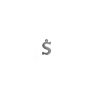 Dark grey metal letter S pendants - size 8 x 15 mm - 5 pieces