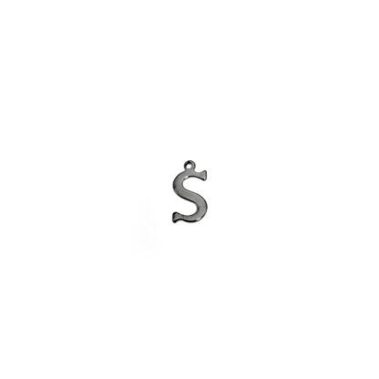 Dark grey metal letter S pendants - size 8 x 15 mm - 5 pieces