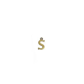 Brass metal letter S pendants - size 6 x 11 mm - 5 pieces