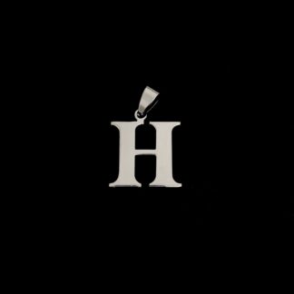 Silvery metal letter H pendant - size 21 x 32 mm