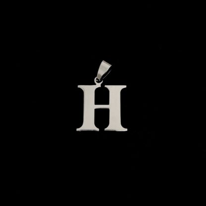 Silvery metal letter H pendant - size 21 x 32 mm