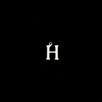 Silvery metal letter H pendants - size 10 x 15 mm - 5 pieces