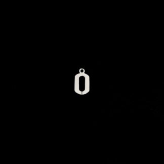 Silvery metal letter O pendant - size 7 x 13 mm