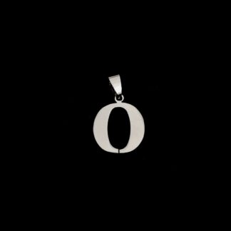 Silvery metal letter O pendant - size 20 x 32 mm