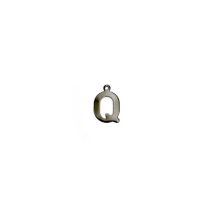 Dark grey metal letter Q pendants - size 10 x 15 mm - 5 pieces