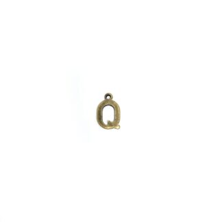 Brass metal letter Q pendants - size 7 x 11 mm - 5 pieces