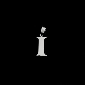 Silvery metal letter I pendant - size 12 x 30 mm