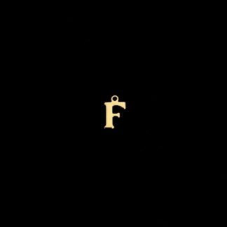 Golden metal letter F pendants - size 7 x 11 mm - 5 pieces