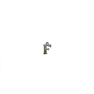 Dark grey metal letter F pendants - size 7 x 11 mm - 5 pieces