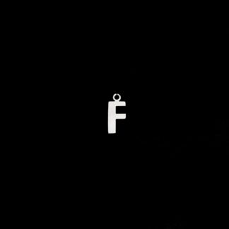 Silvery metal letter F pendant - size 6 x 13 mm