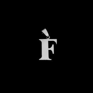 Silvery metal letter F pendant - size 17 x 32 mm