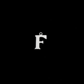 Silvery metal letter F pendants - size 10 x 16 mm - 5 pieces