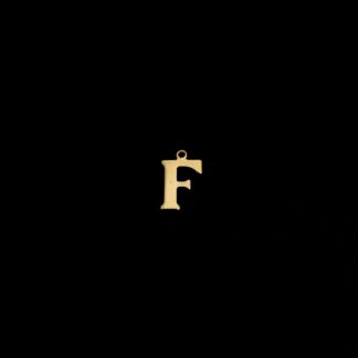 Golden metal letter F pendants - size 10 x 15 mm - 5 pieces