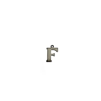 Dark grey metal letter F pendants - size 10 x 15 mm - 5 pieces