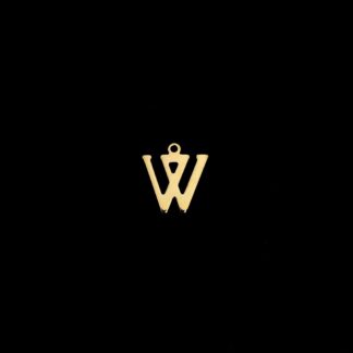 Golden metal letter W pendant - size 14 x 15 mm