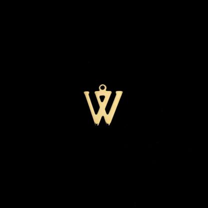 Golden metal letter W pendant - size 14 x 15 mm