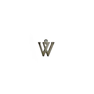Dark grey metal letter W pendants - size 14 x 16 mm - 5 pieces