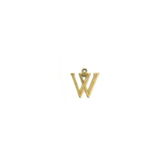 Brass metal letter W pendants - size 15 mm - 5 pieces