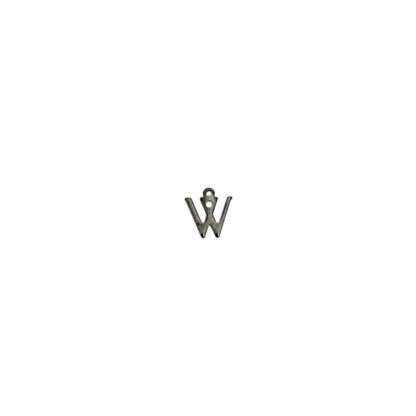 Dark grey metal letter W pendants - size 10 x 11 mm - 5 pieces