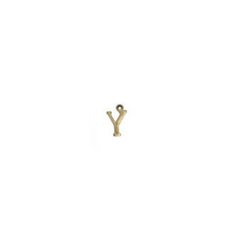 Brass metal letter Y pendants - size 7 x 11 mm - 5 pieces