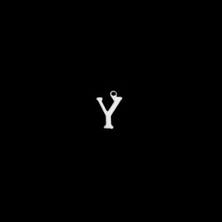Silvery metal letter Y pendants - size 10 x 16 mm - 5 pieces