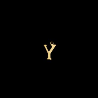 Golden metal letter Y pendants - size 10 x 15 mm - 5 pieces