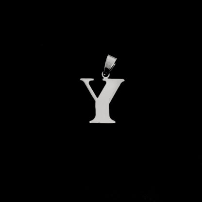 Silvery metal letter Y pendant - size 20 x 32 mm