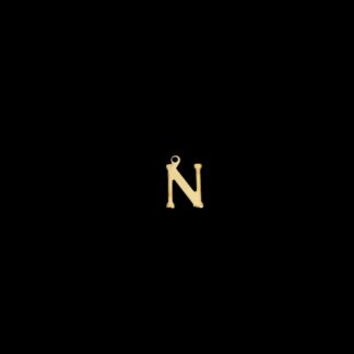 Golden metal letter N pendants - size 11 x 15 mm - 5 pieces