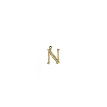 Brass metal letter N pendants - size 10 x 15 mm - 5 pieces