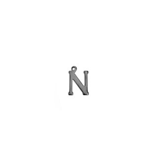 Dark grey metal letter N pendants - size 10 x 15 mm - 5 pieces