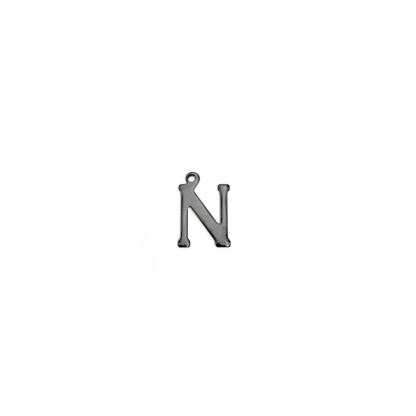 Dark grey metal letter N pendants - size 10 x 15 mm - 5 pieces