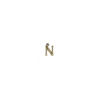 Brass metal letter N pendants - size 7 x 11 mm - 5 pieces