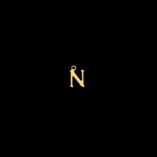 Golden metal letter N pendants - size 7 x 11 mm - 5 pieces