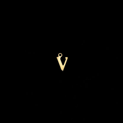 Golden metal letter V pendants - size 7 x 11 mm - 5 pieces
