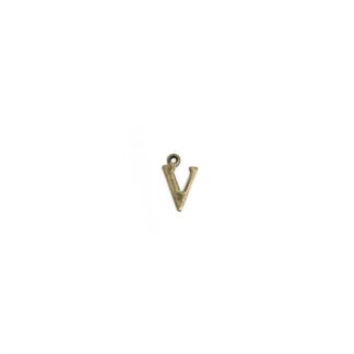 Brass metal letter V pendants - size 7 x 11 mm - 5 pieces