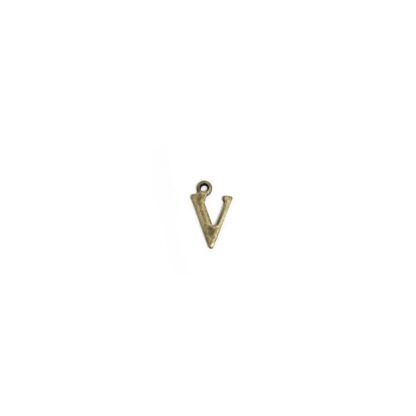Brass metal letter V pendants - size 7 x 11 mm - 5 pieces